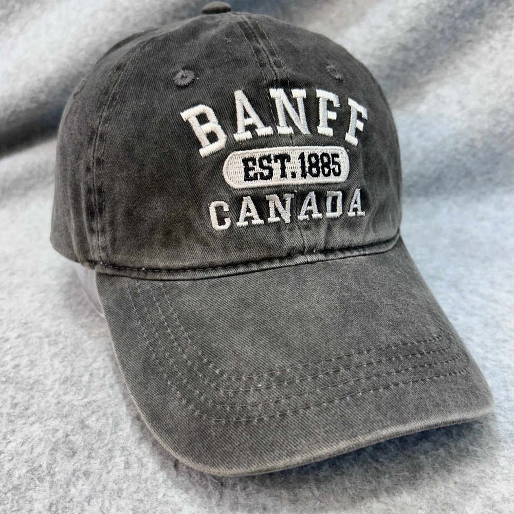 Banff Canada Est 1885 Unisex Gray Souvenir Hat Adjustable Washed Cotton OSFM